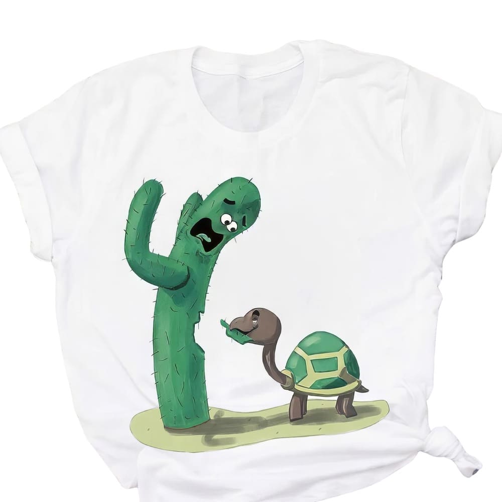T-Shirt Tortue qui Mange un Cactus