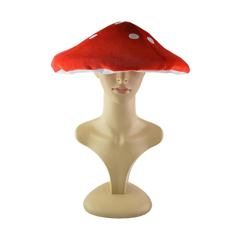 Chapeau champignon pour enfants - Béret en velours avec feuilles décoratives et coccinelles Chapeau champignon pour enfants - Béret en velours avec feuilles décoratives et coccinelles