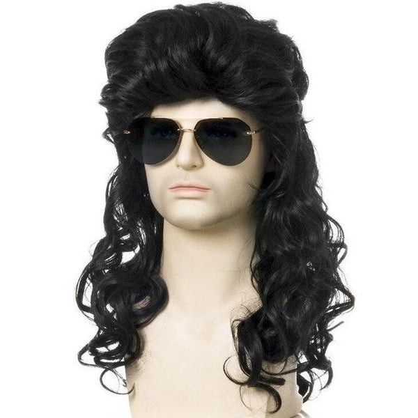 Perruque Mulet Bouclée Homme Noir - Déguisement Rétro Ou Carnaval - Taille Unique
